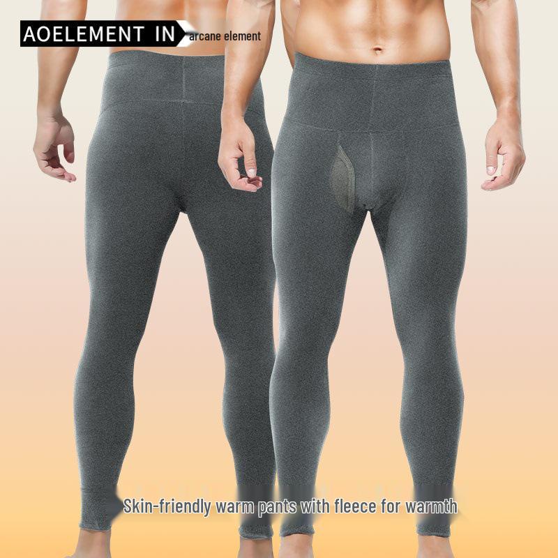 Herren High Waist Plus Samt Thermohose - Dick, warm und dehnbar für Herbst und Winter.