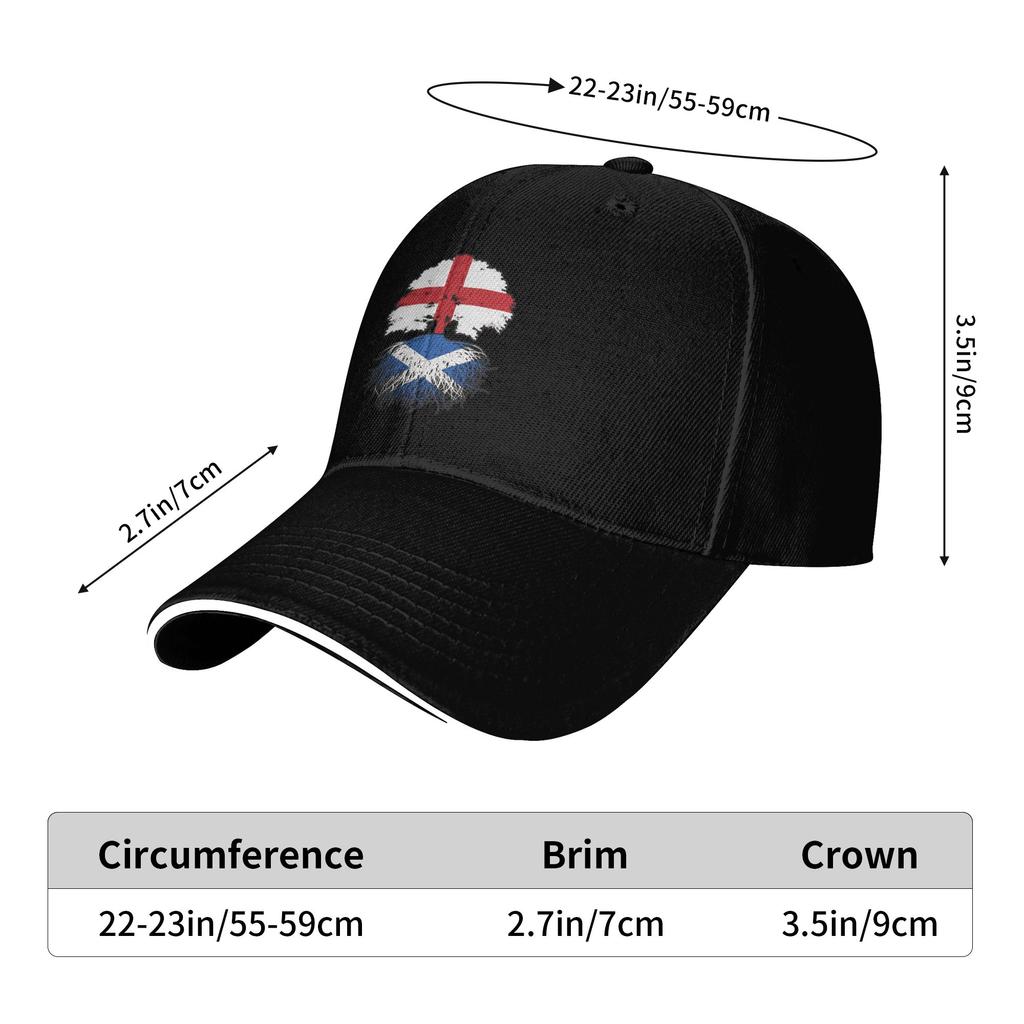 Scotland Scottish English England Tree Roots Flag Baseball Cap Men Adult Trucker Hat Summer Casual Running Hippie Snapback Cap