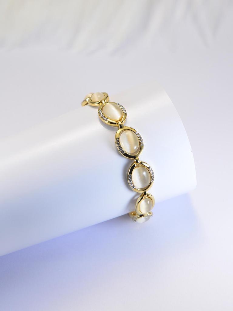Women's Rose Gold 18K Cat's Eye Stone Bracelet Jewelry