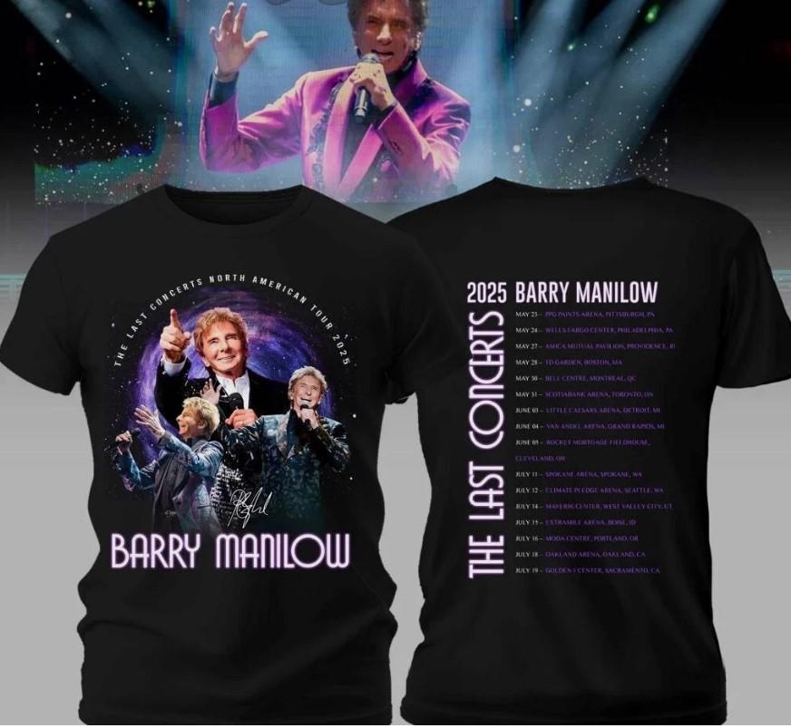 

Barry Manilow The Last Concerts 2025 Tour Black All Size Shirt Unisex T-Shirt S