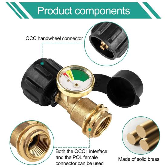 Propane Tank Gauge Gauge Easy Installation Level Indicator Universal Propane Widely Used Color Coded