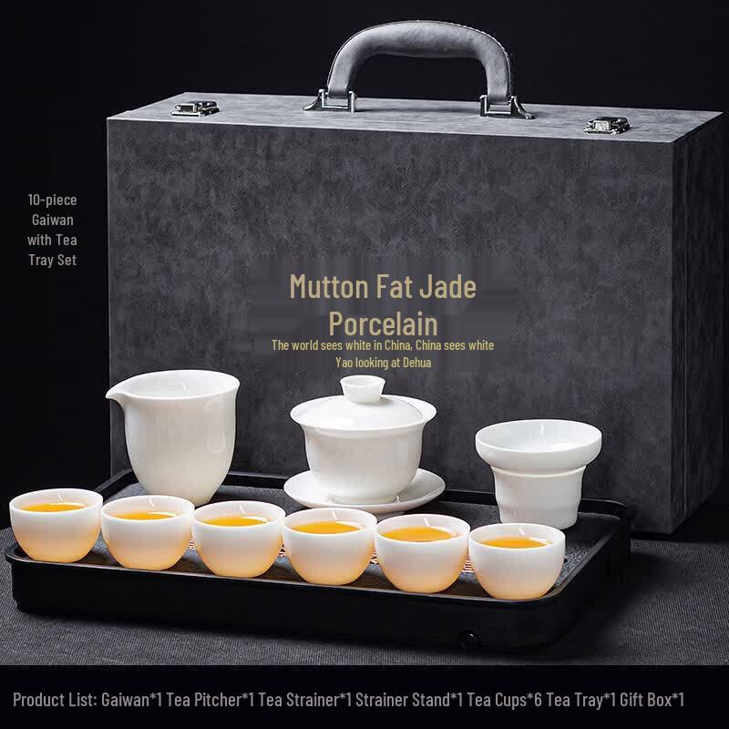 Dehua Ceramic Light Luxury White Porcelain Tea Set