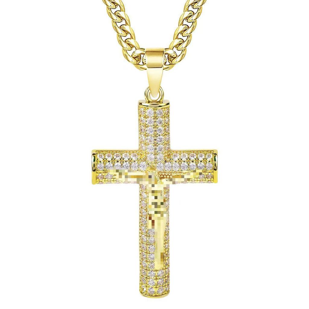 18k Cuban Chain Cross Pendant - Hip Hop Street Style Accessories, Trendy and Stylish for In-Stock Fashion Enthusiasts.