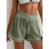 Pantaloncini Estivi Casual da Donna con Bordi in Pizzo, Moda Elastici Larghi da Spiaggia, Traspiranti Leggeri per Uso Quotidiano da Donna