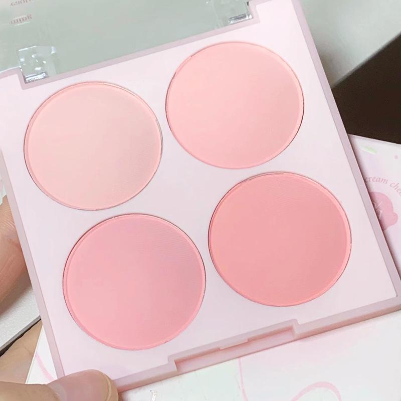 Vitality Girl Ice Cream Quad Blush Palette: Matte Natural Nude, White, Purple Contour, and Delicate Rouge Shades