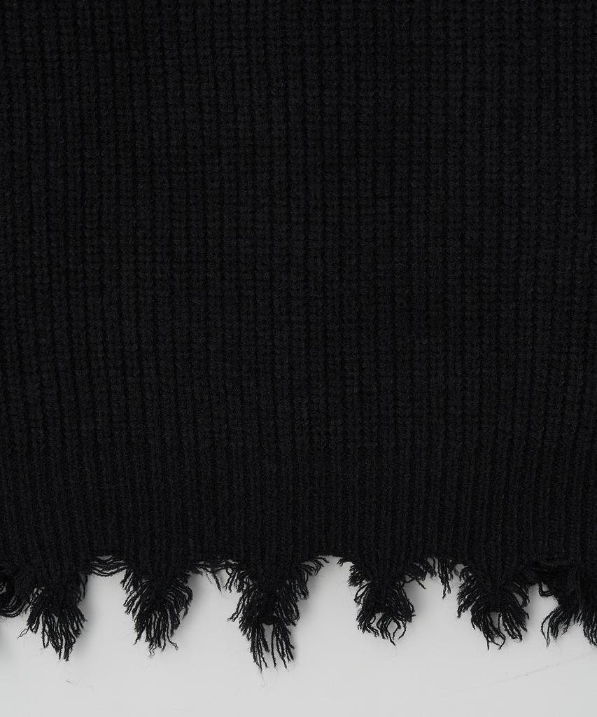 JOJILONG Jn323 Distressed Knit Sweater - Black