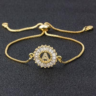 

Nidin A-Z Initial Micro Pave Cubic Zircon Letter Men Charm Chain Bracelets Adjustable For Women Lovers Jewelry Gift Bangle