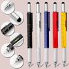 6 In 1 Multifunctional Metal Ballpoint Pen with Stylus Ruler Level Screwdriver for Woodworking Repair Jobs