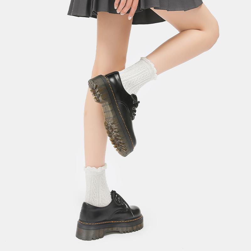 Small leather shoes women's spring 2025 new platform loafers, genuine leather women's shoes popular single shoes women's black Martin shoes