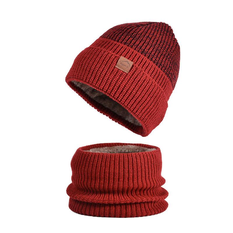 Conjunto de Gorro de Inverno Tricotado e Cachecol com Forro de Fleece para Uso ao Ar Livre em Clima Frio