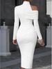 2026 Spring Solid Color Off-the-Shoulder Slit Dress for Casual Elegance