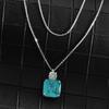 Tancise Jewelry 925 Silver Sea Ocean Blue Pendant Chamfered Square 15 * 15 Lucky Necklace 40 + 3