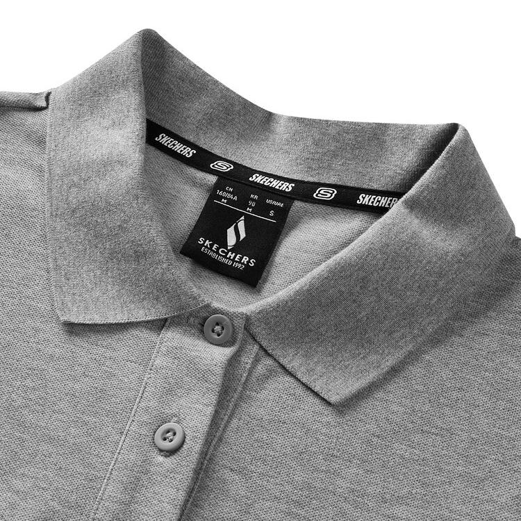 Skechers Logo Solid Color Sport Loose Simple Fashion Cool Feel Polo Neck Short Sleeve Dress Women Dresses Light-Gray L224W056-004F