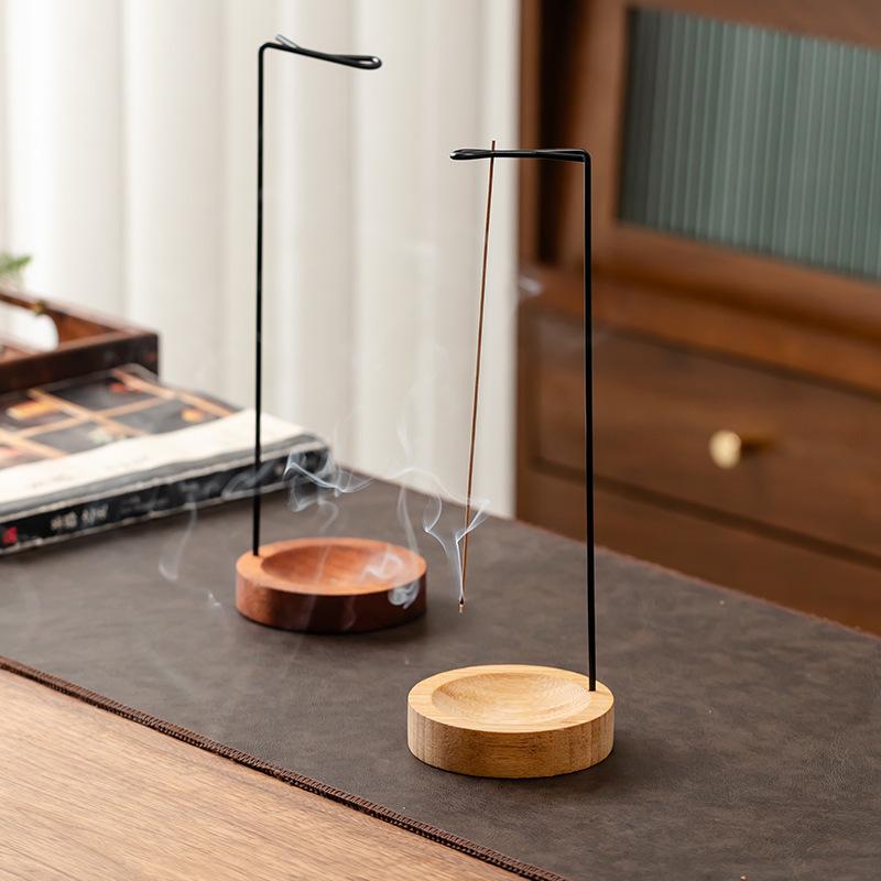 Zen Incense Ornament: Hanging Incense Burner with Creative Holder & Solid Wood Base for Home or Office Use