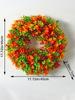 1 Stück Künstlicher Türkranz aus Kunststoff mit künstlichen Blumen und Eukalyptus, künstlicher Kranz für drinnen und draußen, zu Hause, Halloween, im Herbst, Türdekoration