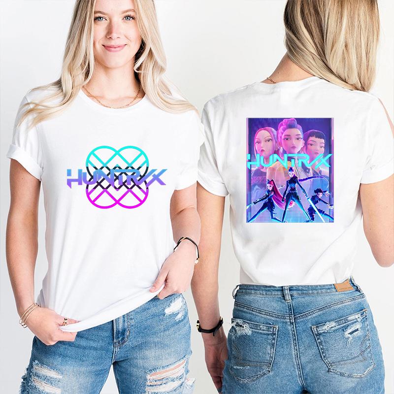 Women Clothes Tees Tops Kpop Demon Hunter Huntrx Print T-shirts Fashion Casual Short Sleeve T-shirt Fashion Korean Anime Tshirts