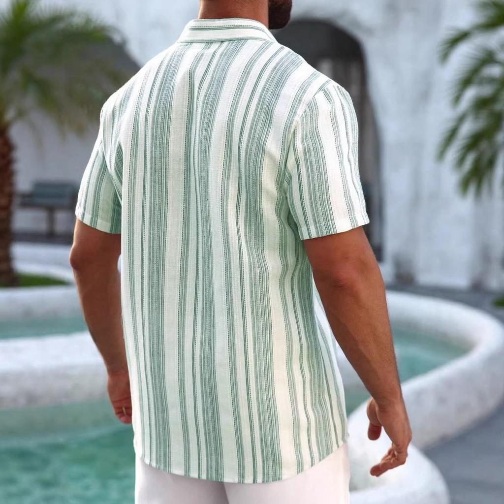 Fashion New Men Clothes Summer Short Sleeve Stripe Shirt 100% Polyester 3D Digital Print Cool Shirt Tops