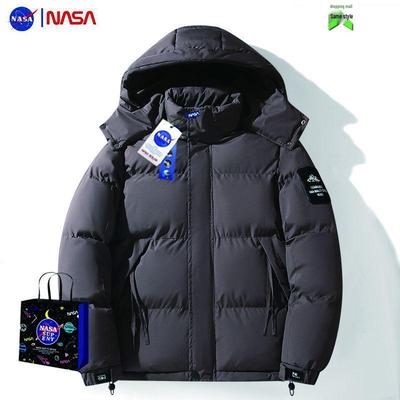 NASA Collaboration 2025 Men's Winter Cotton Jacket with Hood - Korean Style, Warm and Trendy Thicken Outerwear