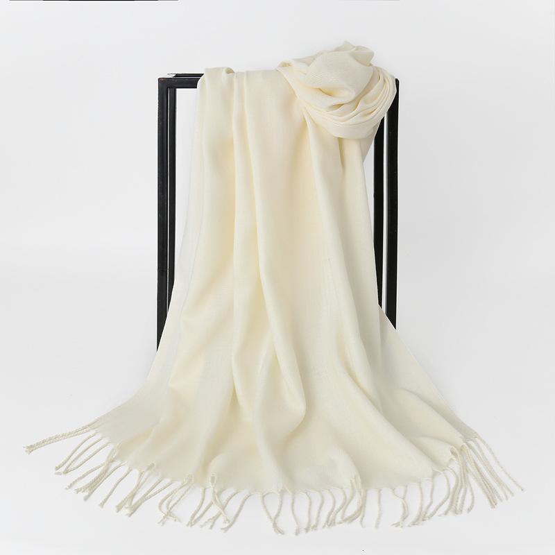 Autumn And Winter New Women'S Cashmere Scarf Solid Color Imitation Cashmere Pulling Scarf Thick Embroidery Cashmere Shawl