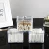 1/2/3 Transparent Cotton Swab Storage Box Makeup Organizer Acrylic Storage Box Cotton Swab Cosmetic Box Bathroom Bedroom Storage