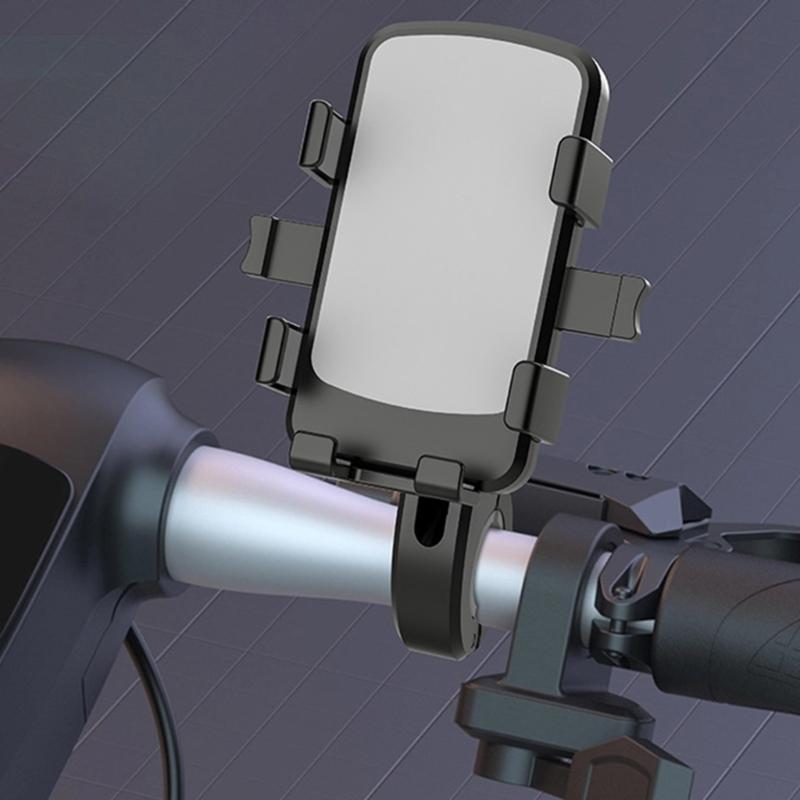 Bike Phone Holder Bracket, Motorcycle Phone Mount Adjustable Bike Handlebar Cell Phone Clamp Scooter Mobile Phone Clip