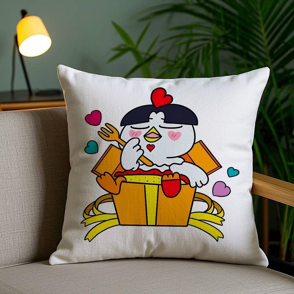 Kwaii Anime B-Buldak RameSn Pillow Case Sofa Short Plush Double-sided HD Printing Room Home Office Gift Cushion Cover