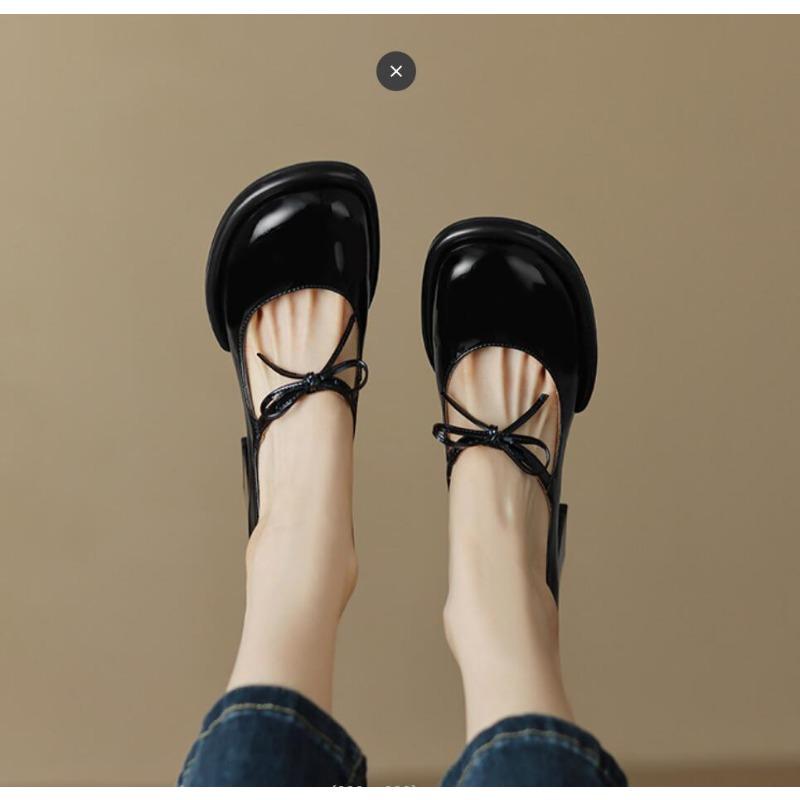 Vintage Patent Leather Mary Jane Shoes Women's Pump 2026 Spring Woman Bowcknot New Coarse Heel Club High Heels Shoes