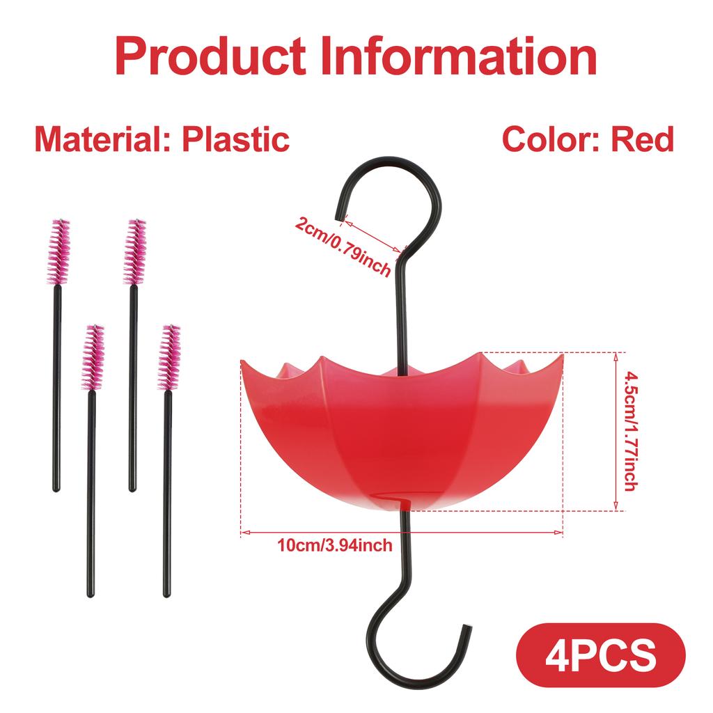 4 Pcs Hummingbird Feeder Anti Ant Hook 5 OZ Large Capacity Hummingbird Feeder Ant Guard Transparent Plastic Ant Moat with Hooks