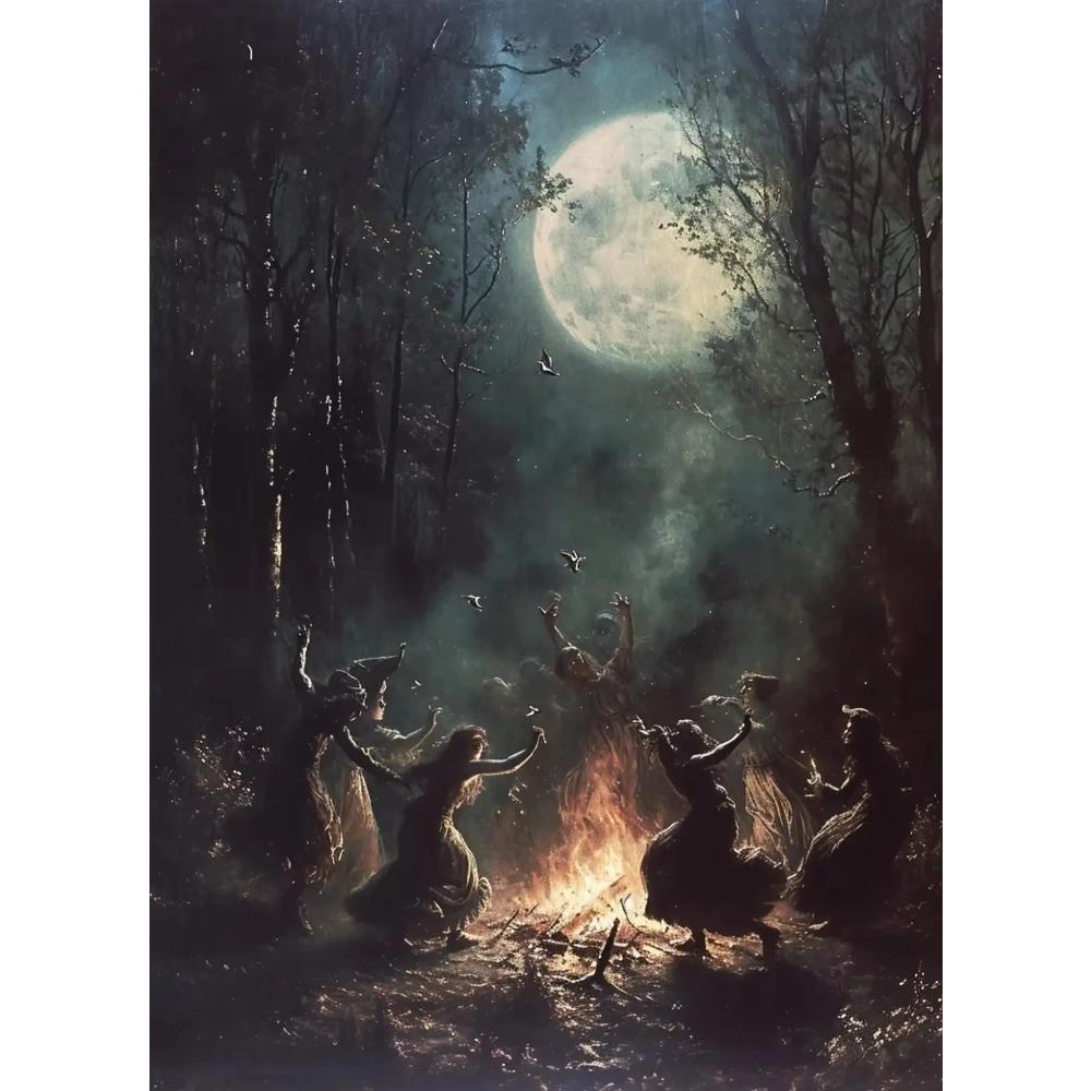 Dark Academia Art The Witch Demon Poster Prints For Living Room Home Decor Magic World Gothic Crow Canvas Painting Wall Art G