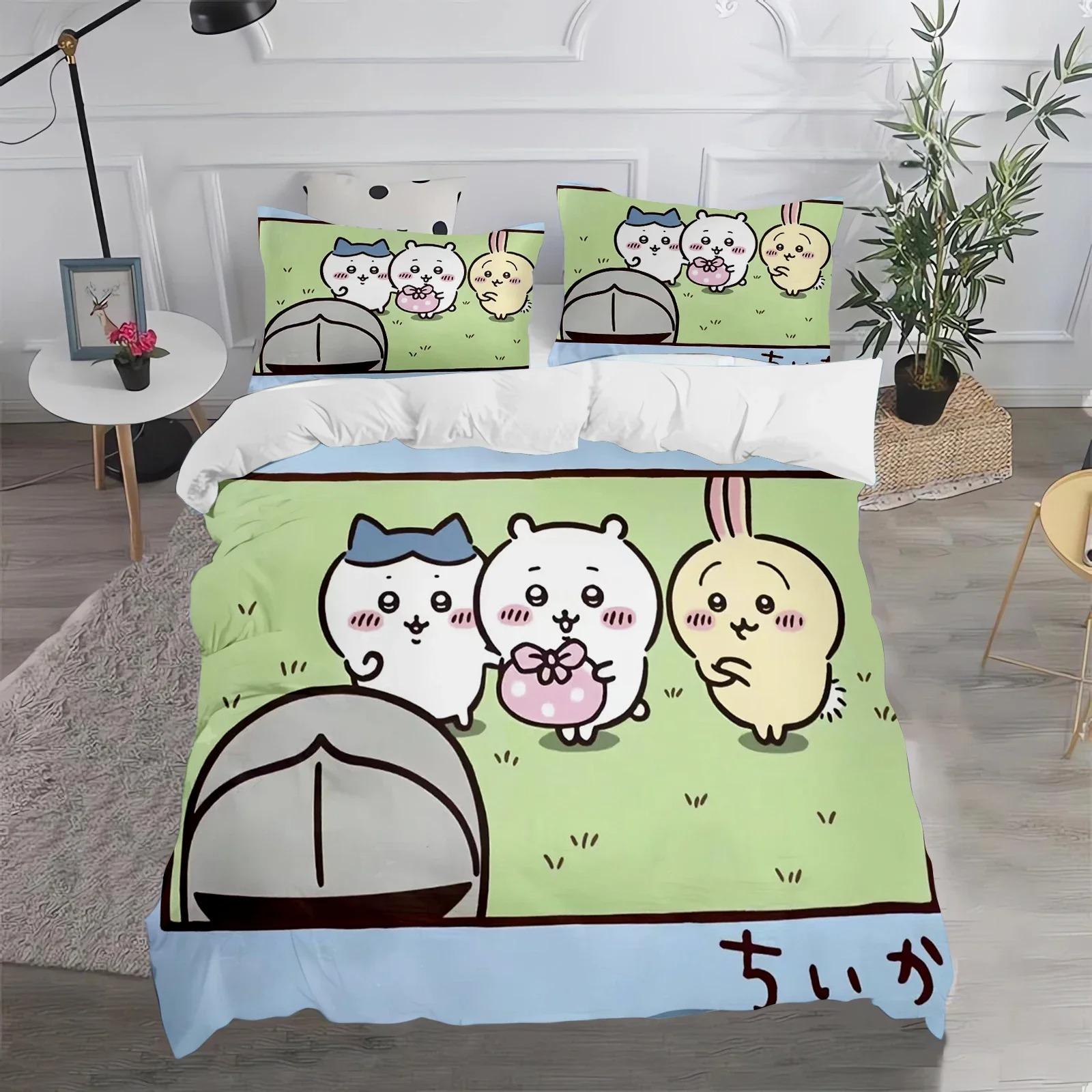 

3D-принт с рисунком CHIIKAWA, пододеяльник для дома, 100% полиэстер, для взрослых и детей, для детской спальни, комплект постельного белья в стиле аниме, домашний текстиль 70x133cm 2pcs