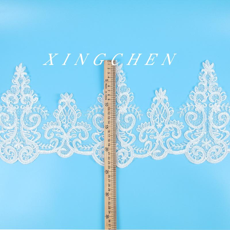 

Width 24Cm Car Bone Lace Lace Sequins Wedding Dress Lace Lace Accessories Hollow Lace Underwear Clothing Accessories White/transparent sheet (width 24CM)