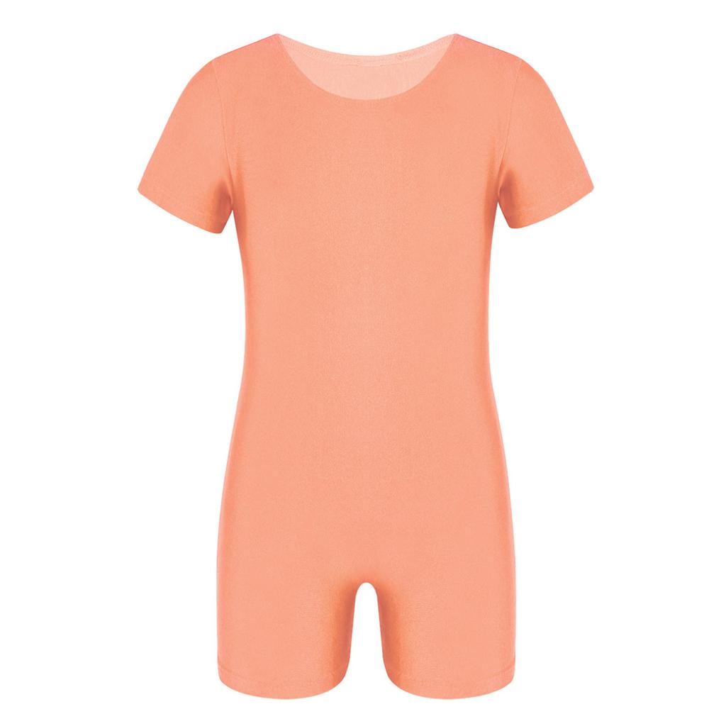 Kinder Jungen Mädchen Kurzarm Einfarbig Dehnbar Ballett Tanz Gymnastik Trikot Overall Unitard