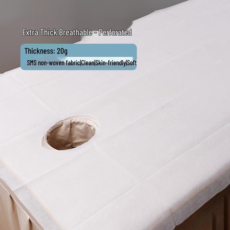 Oil-Proof Disposable Bed Sheets for Beauty Salon and Physiotherapy - Thickened with Hole, Pack of 100.
