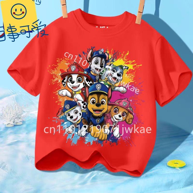 Kids Paw Patrol Cartoon Graphic Baby T Shirt Cotton Casual Short Sleeve Tee Boys and Girls 2026 Summer Toddler Clothing Tops
