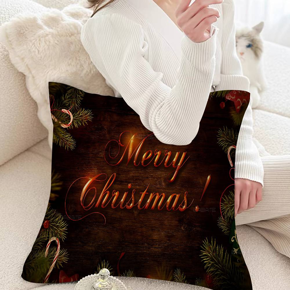 Poszewka na poduszkę Wesołych Świąt Poliester Poduszki na sofę Dekoracyjne poduszki rzucane Wystrój domu Poszewka na poduszkę