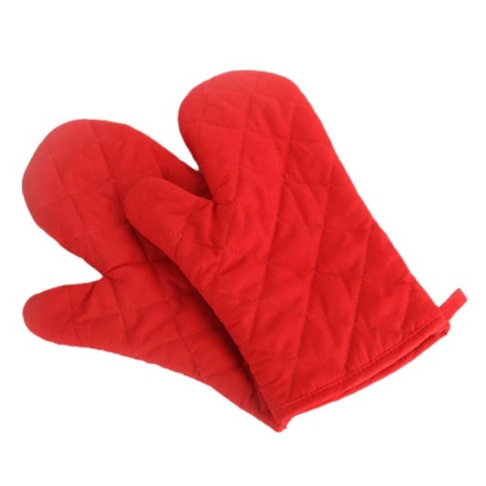 Quilted Cotton Oven Mitts Heat Resistant Anti-Scalding Microwave Oven Gloves Non-Slip Hanging BBQ Baking Gloves Kitchen Cooking