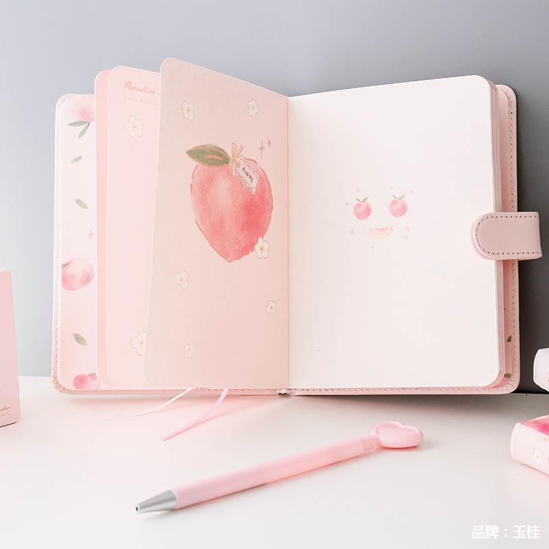 1 Piece of Peach-colored Notebook. It's an A5-sized Notebook with a Magnetic Buckle, Suitable As a Book, Diary, Student's Color Page Journal or Diary.