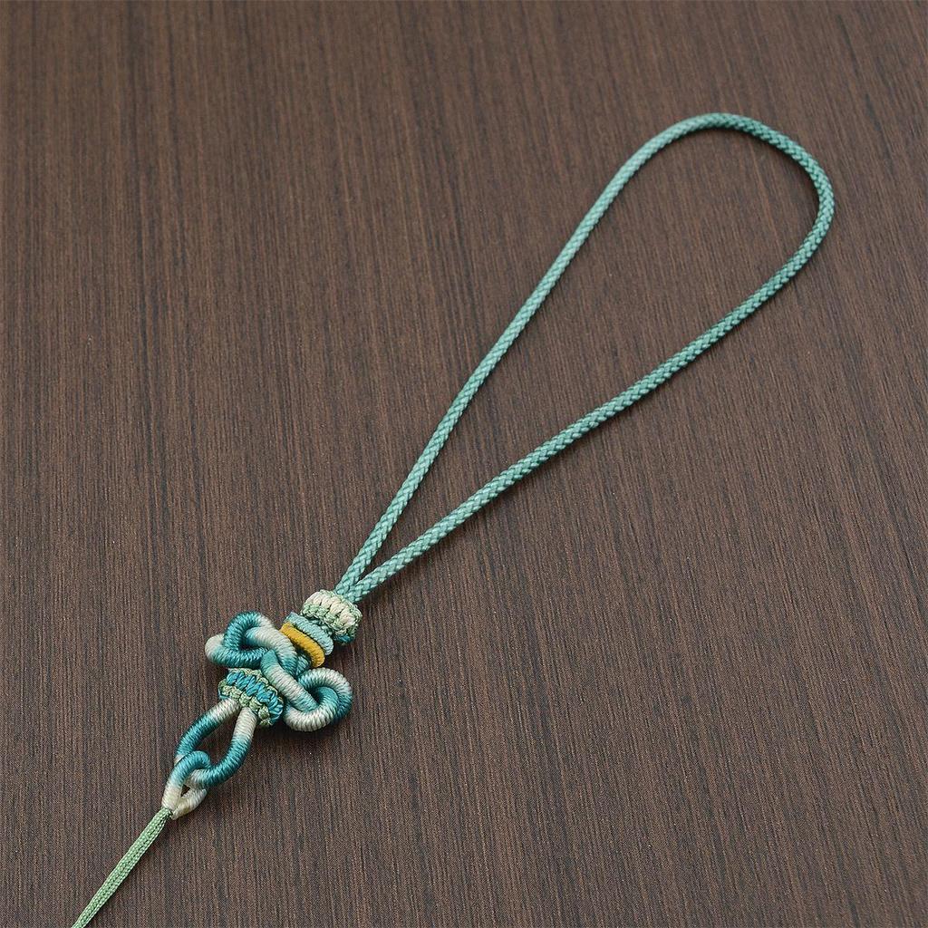 Handwoven Mobile Phone Lanyard & Keychain Charm with Wenchang Knot, Double Link Knot, USB Drive Ornament & Anti-lost Rope