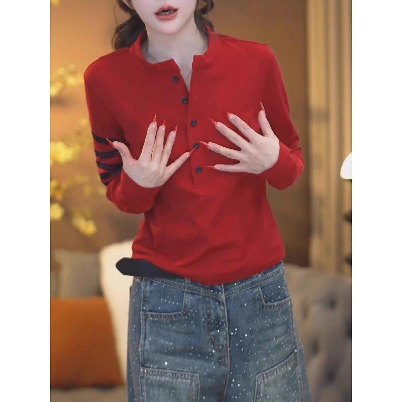 

2025 New Style Women s Plus Size Long Sleeve Cotton Base Shirt L (suggested 100-118 jin)