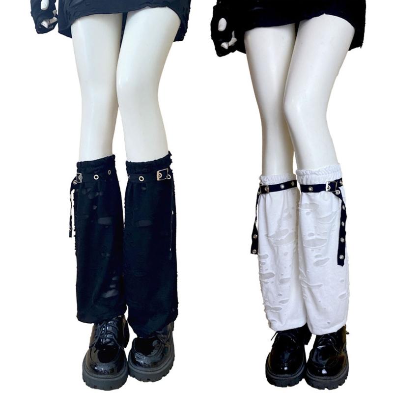 Women's Leg Warmers Punk Summer Hollow Out Calf Tube Sleeve Sling Leg Cover Slouch Socks Knee High Calf Socks Gothic