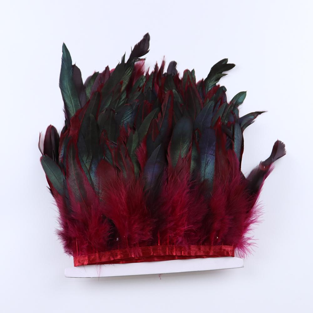 1 Meter Balck Rooster Hair Natural Feathers  Trim Fringe 13-18cm Ribbon for Sewing Clothing Party Decorations Craft Accessories