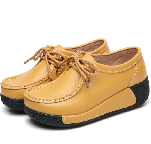 Fashion Casual women's shoes spring new thick-soled wedge-heeled shoes genuine leather rocking shoes tassel platform suede leather