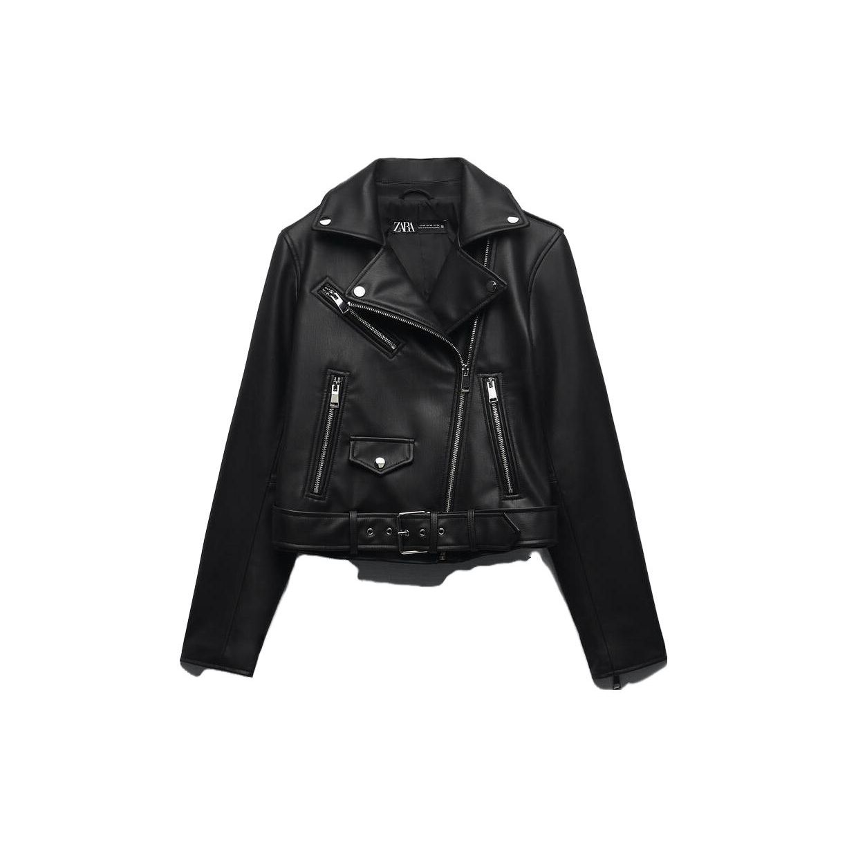 

Zara Solid Color Asymmetrical Zip Jacket Women jackets Black 03046060800 XS