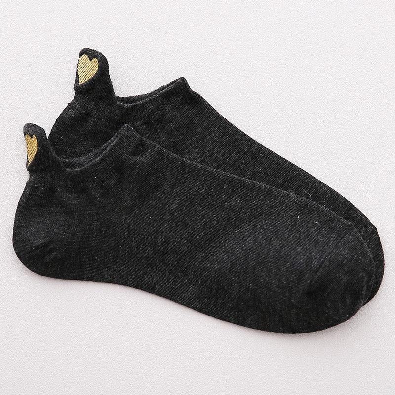 Cute Embroidery Love Heart Socks Fashion Funny Sokken Heel With Glitter Gold Silk Red Heart Ankle Socks Dropship