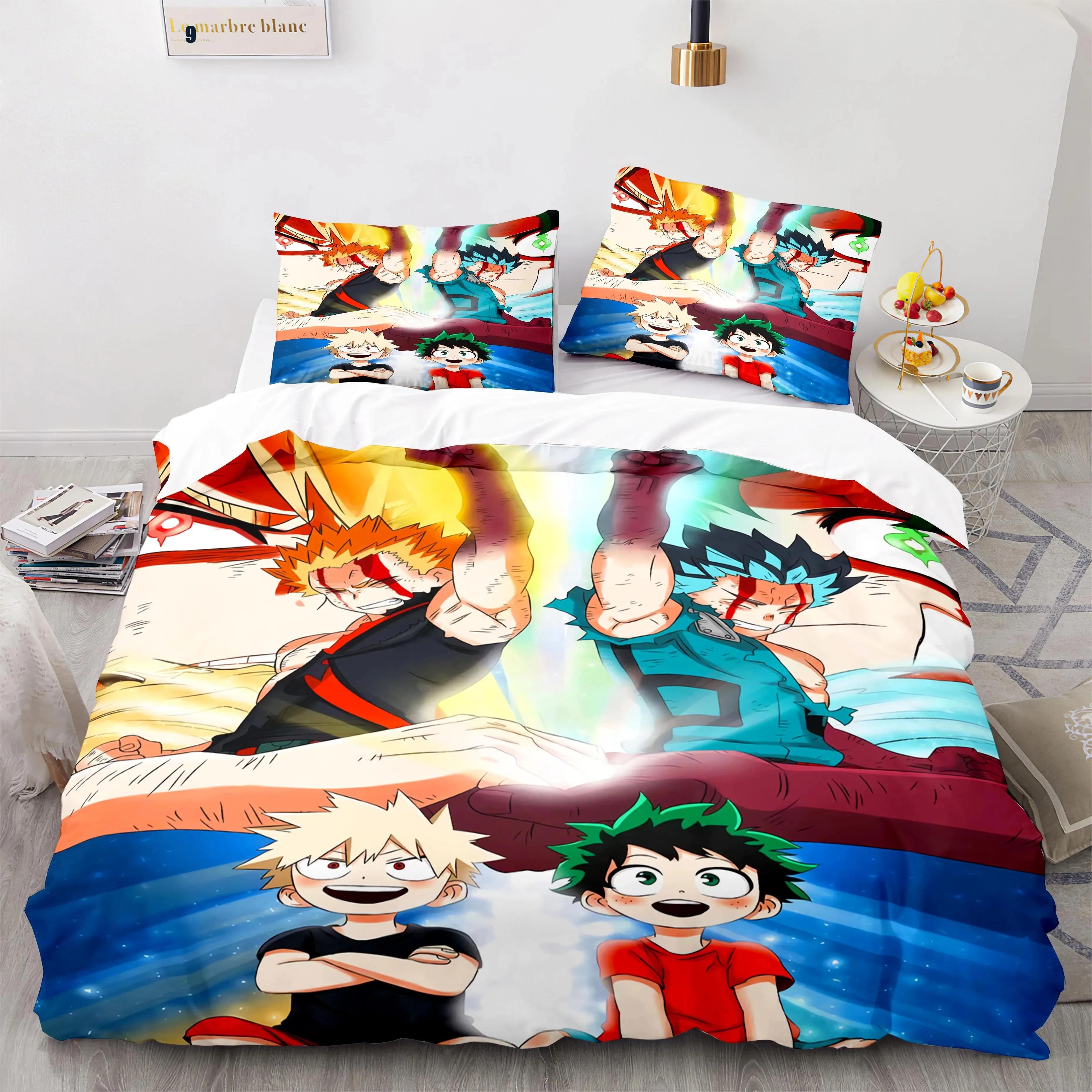 

3D Printed My Hero Academia Bedding Set Duvet Cover Pillowcases Comforter Bedclothes Bed Linen Cute Bed Set For Kids Adults 70x133cm