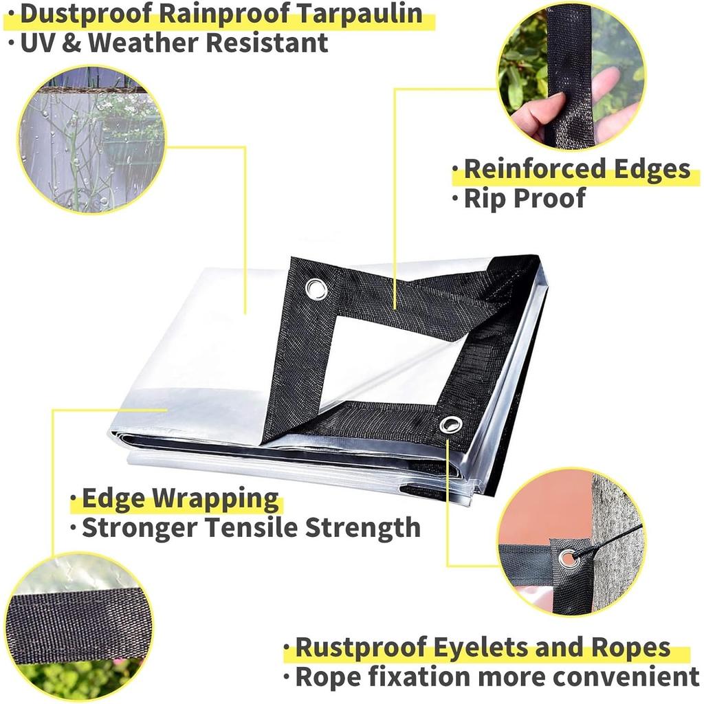 Klar Vattentät Presenning, Genomskinlig Vattentät Presenning med Hål, Skydd för Uteplatsväxter Värmebevarande, för Regntät Täckning i Trädgården Utomhus