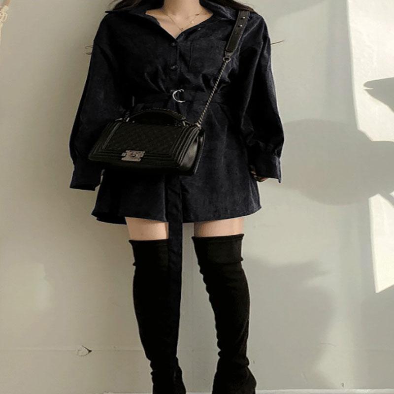 Oversized Super Fairy Fashion Slim Westernized Shirt Dress