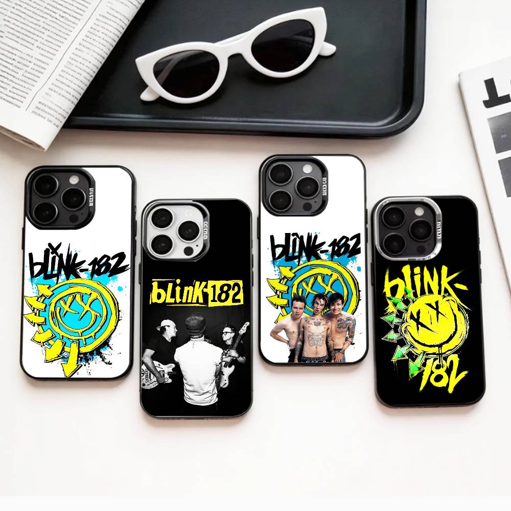 Punk B-Blink-182 B-Band Phone Case For iPhone17,16,15,14,13,12,11 Plus,Pro Max Colored Silver Plated Inside Cover