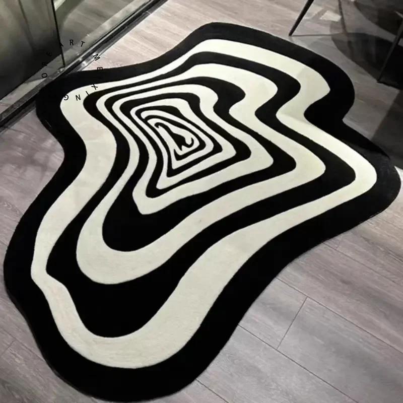 Creative Irregular Rug Living Room Carpet Black White Geometry Home Decoration Floor Mat Bedroom Area Rugs Entrance Doormat