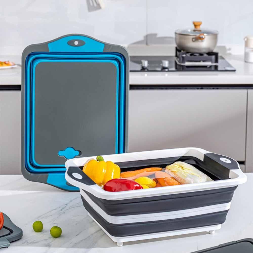 3 in 1 Folding Vegetable Board BPA Free Fruit Basket Collapsible Cutting Board  Household